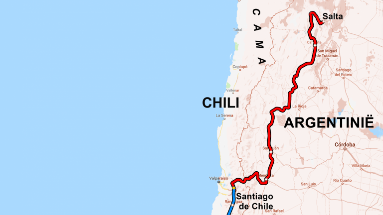 Fietsroute van Carla en Eric van Salta (Argentinië) naar Santiago (Chili)